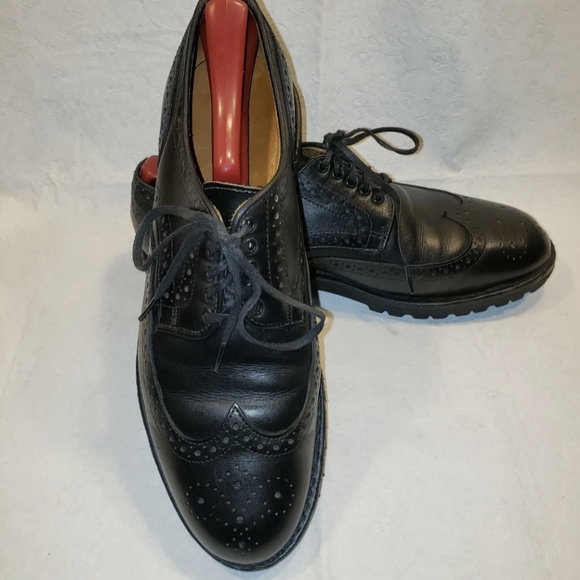 Allen Edmonds Black Leather Tate Wingtip Loafer Dress Shoes - Picture 2 of 7